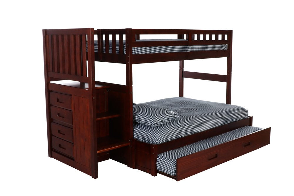 Lit Superposé Simple sur Double Merlot avec Escalier et Lit Gigogne