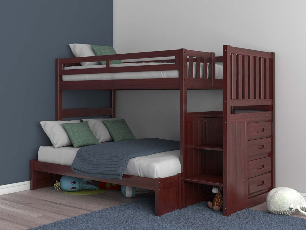 Lit Superposé Simple sur Double Merlot avec Escalier