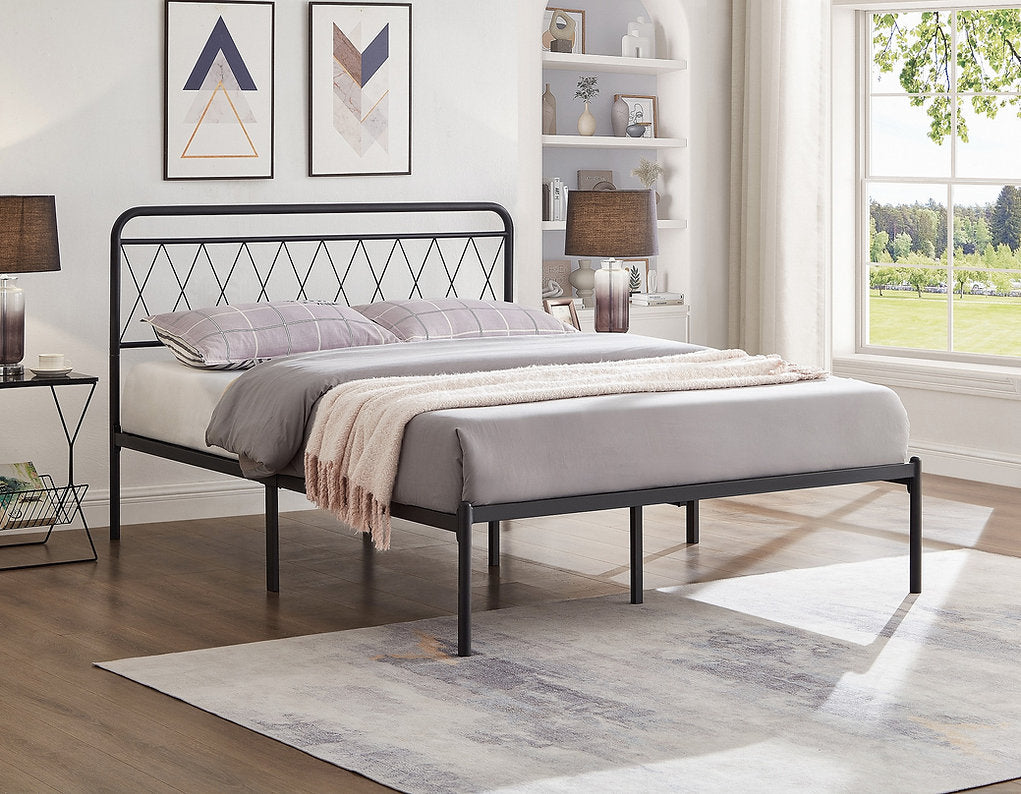 Lit en métal format simple avec tête de lit